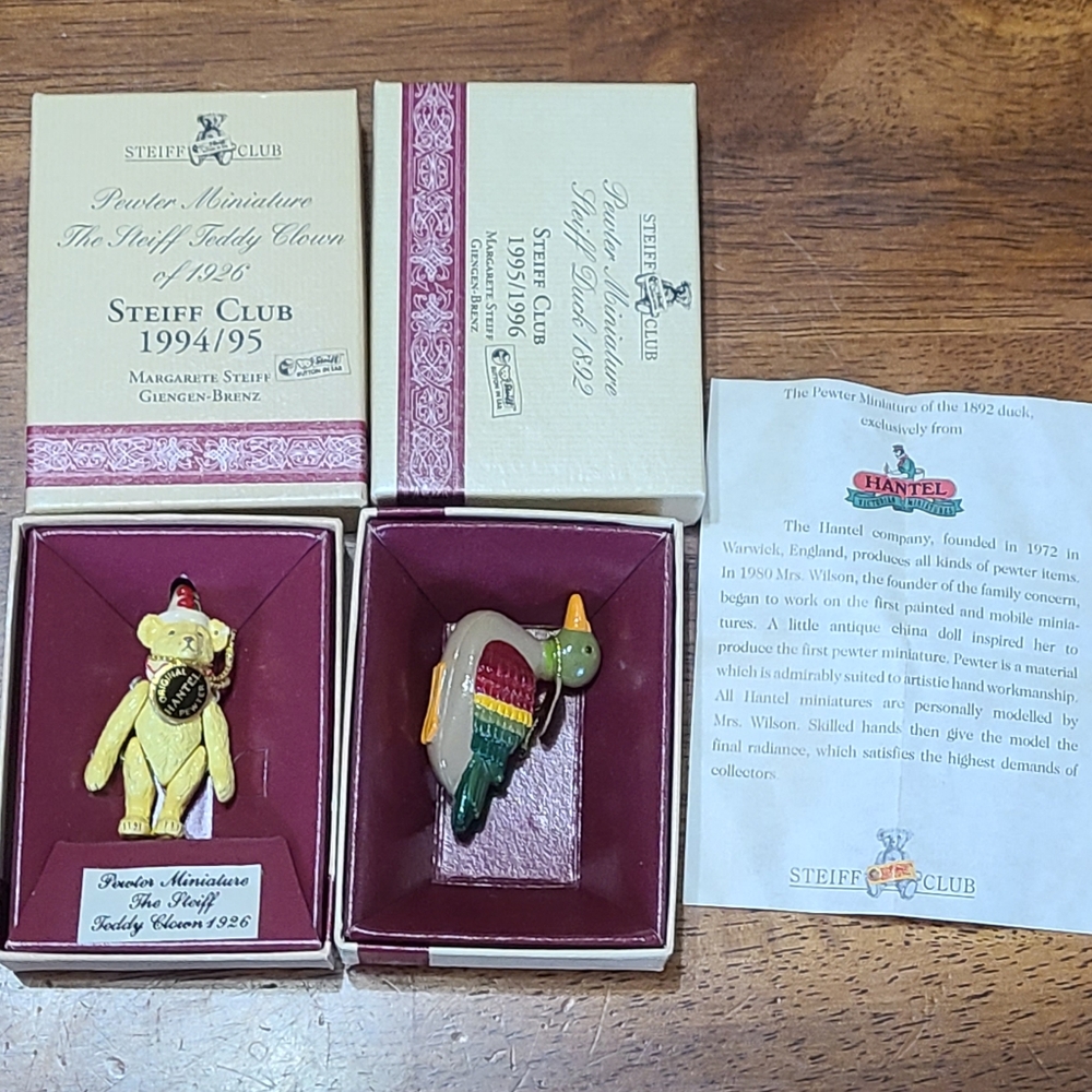Steiff vintage pewter miniatures set